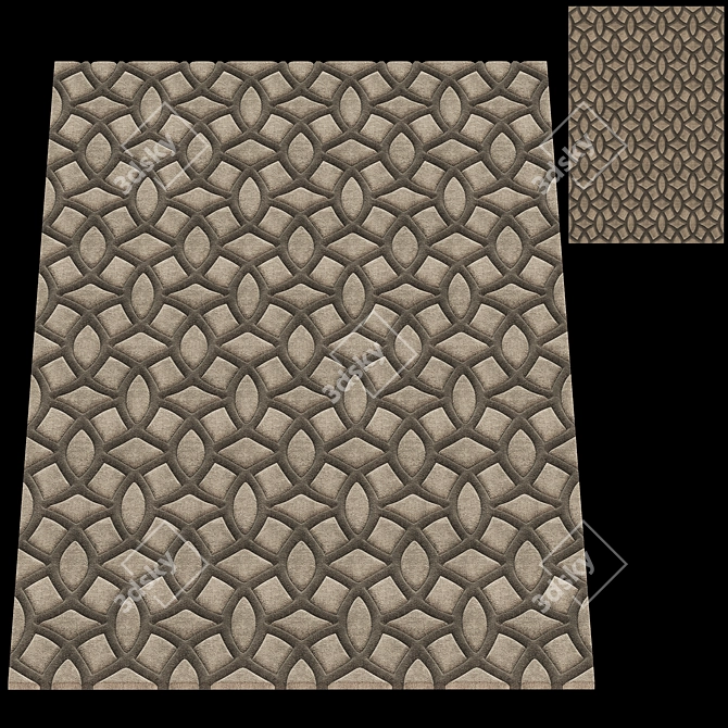 Title: Modern Gray Carpet, 1500mm X 2400mm 3D model image 1