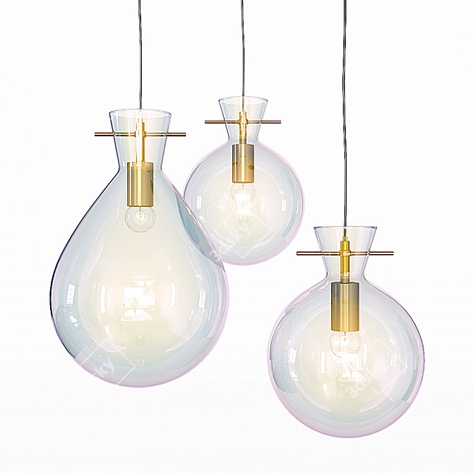 Pearlescent Glass Pendant Lighting 3D model image 1