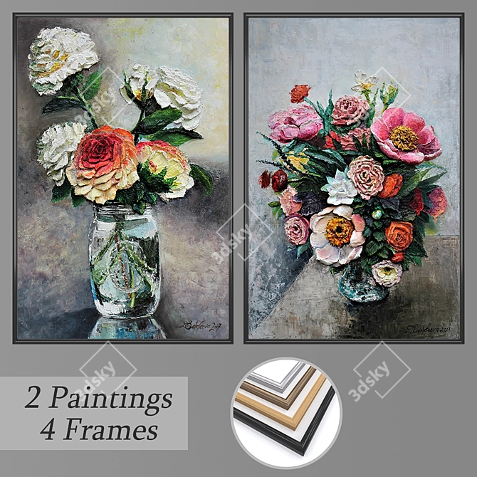 Artistic Wall Paintings Set 3D model image 1