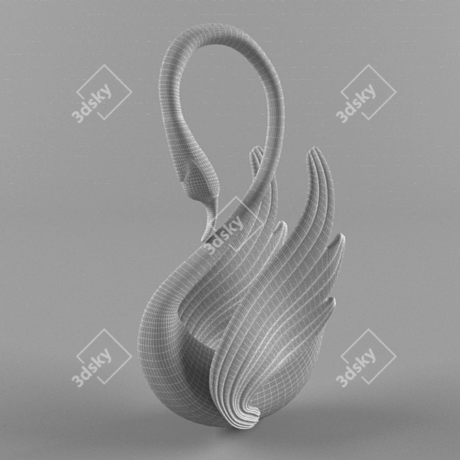 Graceful Swan Sculpture Decor 3D model image 3