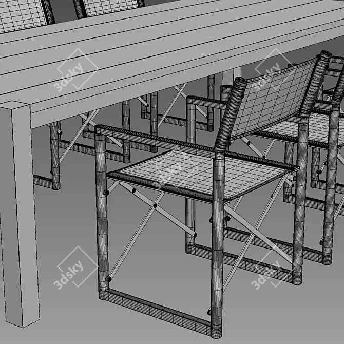 Teak Outdoor Director's Armchair 3D model image 3