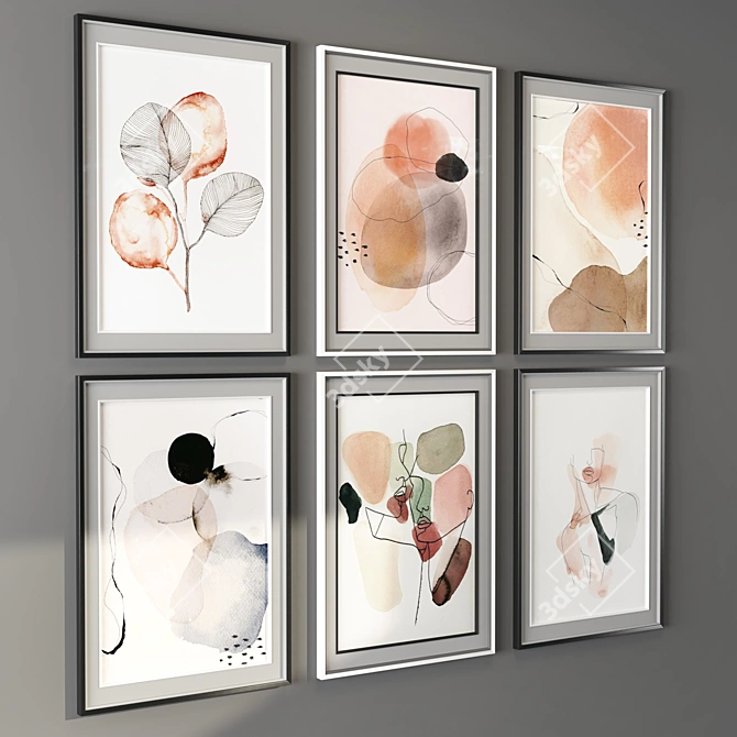 Abstract Art Frame - White and Black - 50x70 cm 3D model image 2