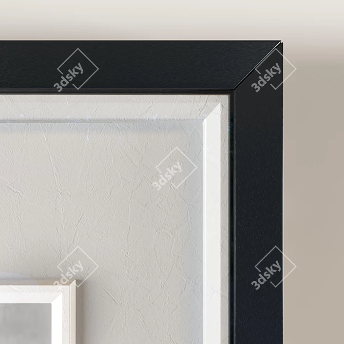 Abstract Art Frame - White and Black - 50x70 cm 3D model image 3