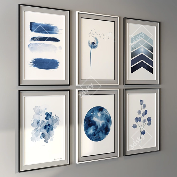 Abstract Art Frames: 6 Black and White Frames, 50x70 cm 3D model image 2