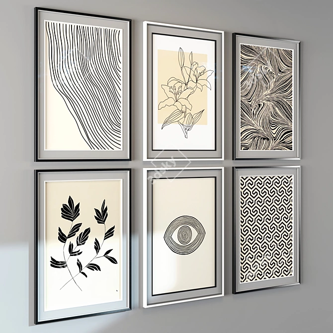 Abstract Art Frame in Dual Colors 3D model image 2