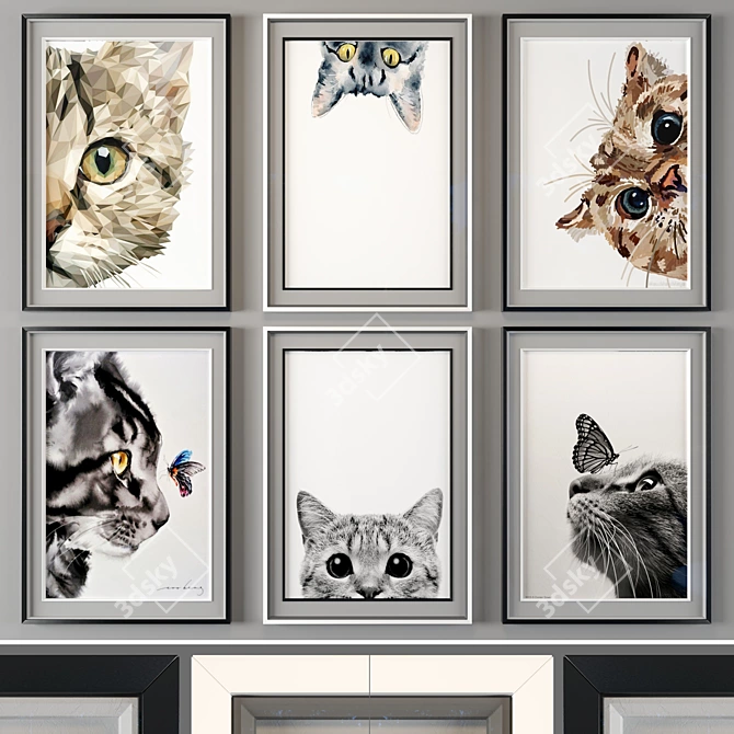 Animal-Inspired Art Frame: 6 Frames, 2 Colors, 50x70cm 3D model image 1