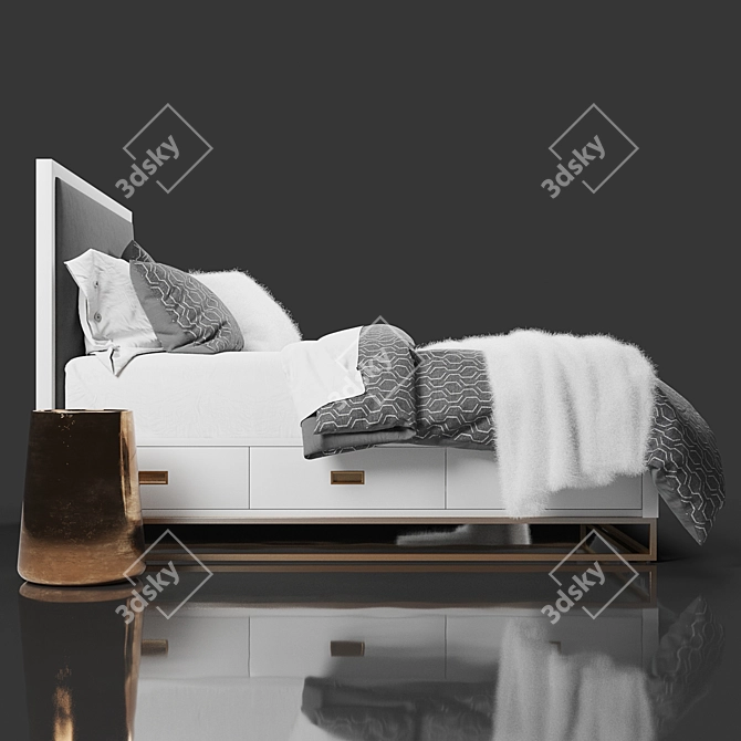 Avalon Storage Bed: Stylish and Functional 3D model image 2