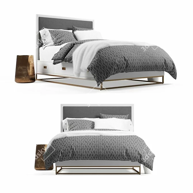 Avalon Storage Bed: Stylish and Functional 3D model image 16