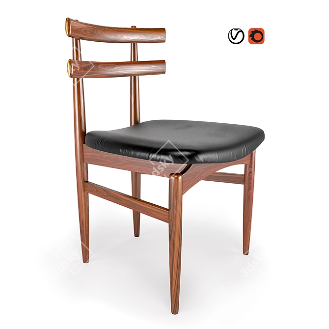 Vintage Danish Rosewood Dining Chair 3D model image 1