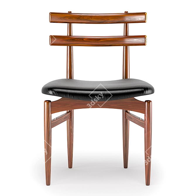 Vintage Danish Rosewood Dining Chair 3D model image 3