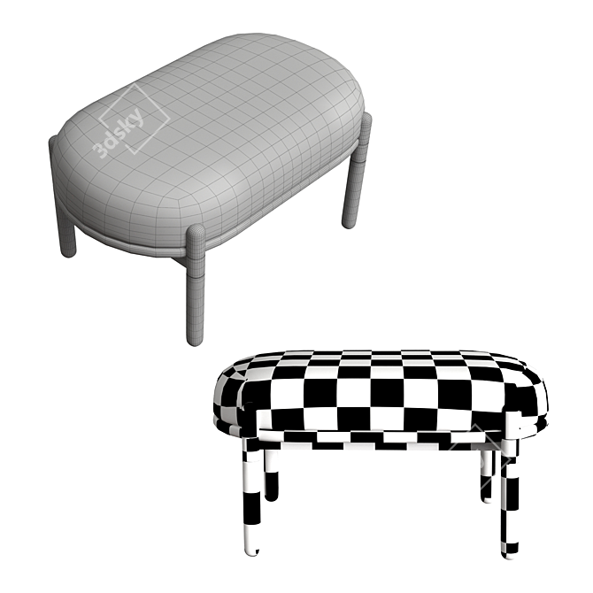Cozy and Modern Capsule Bench 3D model image 2