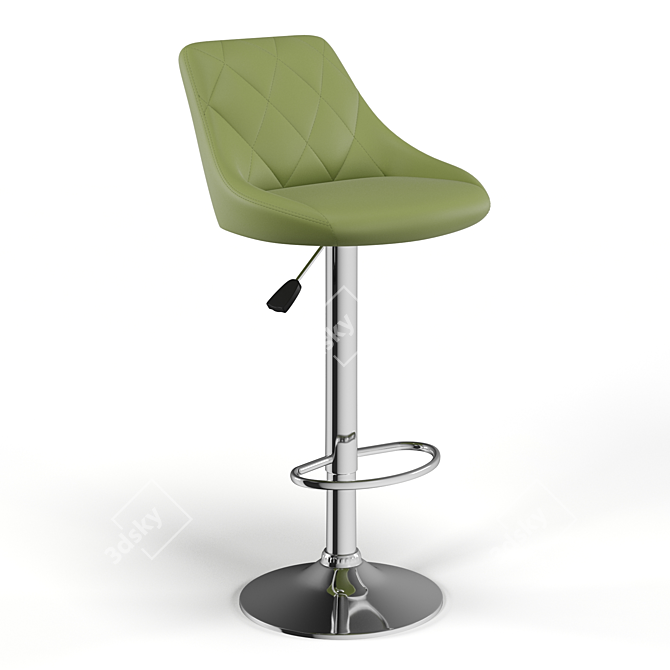 Modern Adjustable Height Faux Leather Bar Stool 3D model image 1