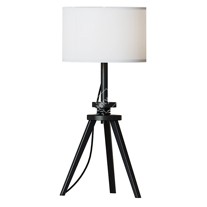 Modern Oak and White Table Lamp 3D model image 1