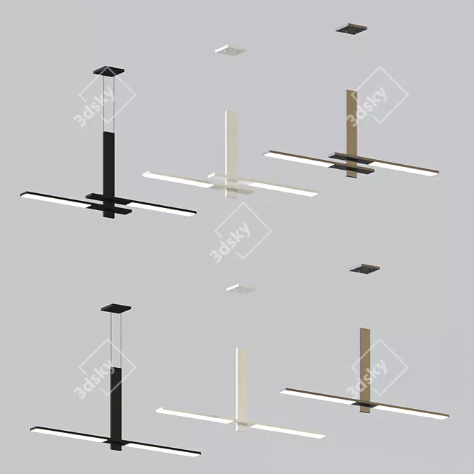 Sleek Cantilevered LED Pendant 3D model image 2