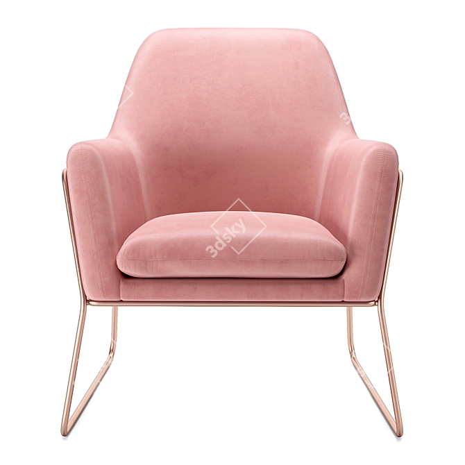 Blush Velvet Frame Armchair 3D model image 3