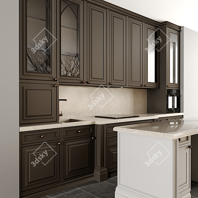 Modern Kitchen Set: 3D Model 3D model image 4