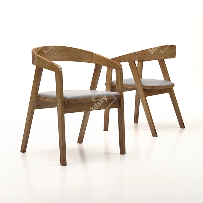 Elegant Solid Wood Dining Chair 3D model image 4