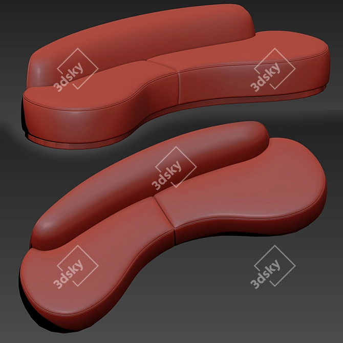 Elegant Simona Curved Sofa 3D model image 2