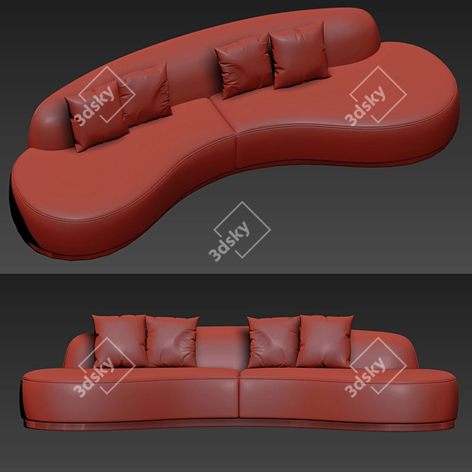 Elegant Simona Curved Sofa 3D model image 3