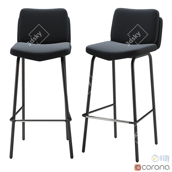 Elegant Ergonomic Alfred Barstool 3D model image 1