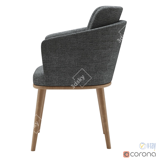 Elegant Porto 242T Dining Chair 3D model image 4