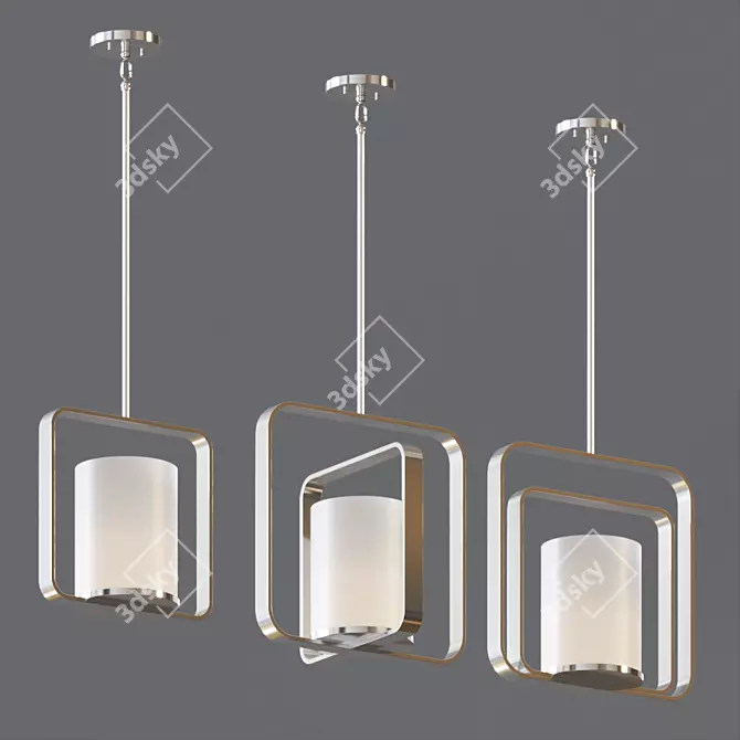 Modern Silver Pendant Light 3D model image 1