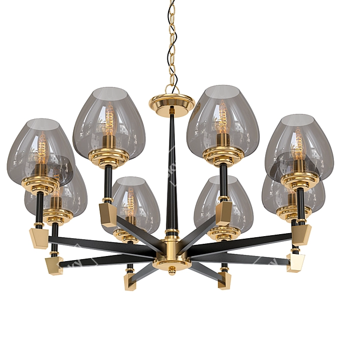 Brass Loft Chandelier - Modern, Exclusive 3D model image 1