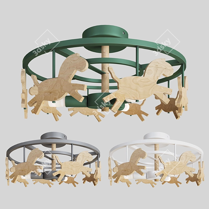 Scandinavian Style Pony Chandelier 3D model image 1