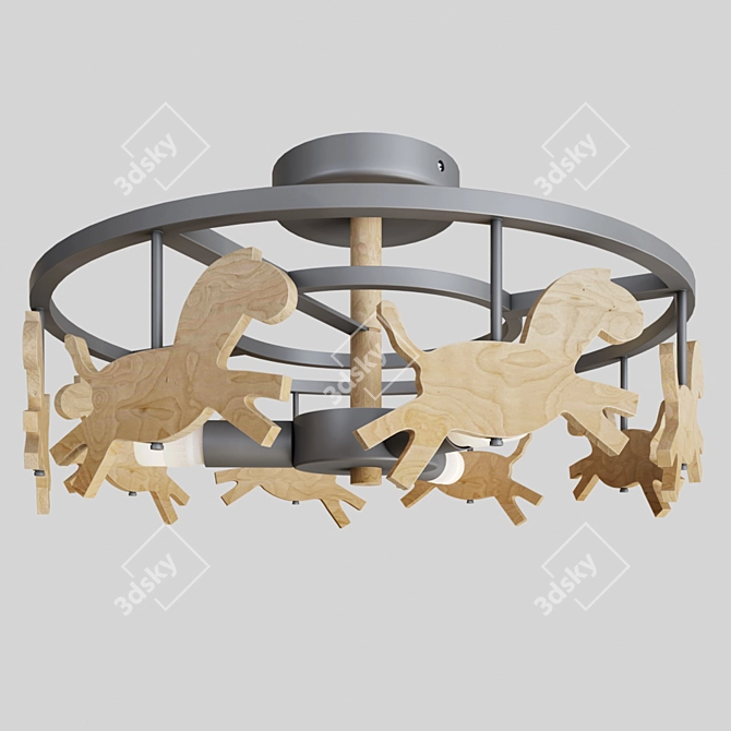 Scandinavian Style Pony Chandelier 3D model image 3