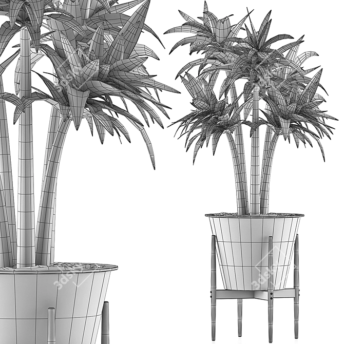 Title: Vibrant Desert Plant in Metal Pot 3D model image 5