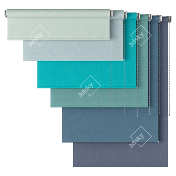 Santiago Blue Roller Blind 3D model image 2