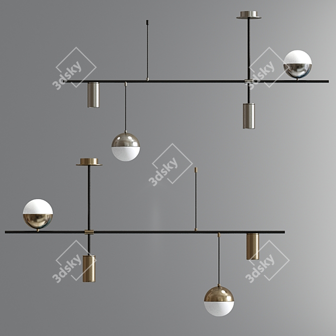 Modern Geometric LED Pendant Light 3D model image 4