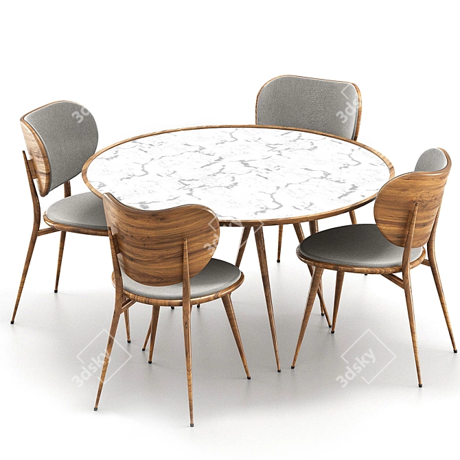 Sleek Table Chair Combo 3D model image 3