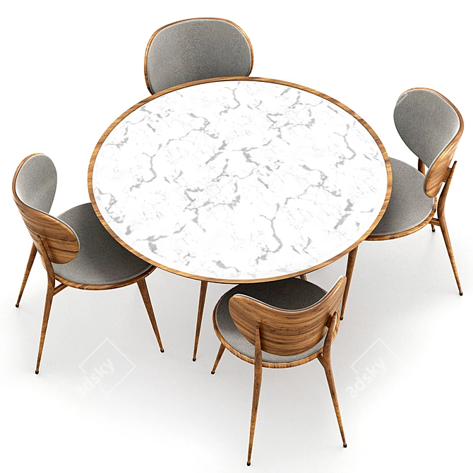 Sleek Table Chair Combo 3D model image 4