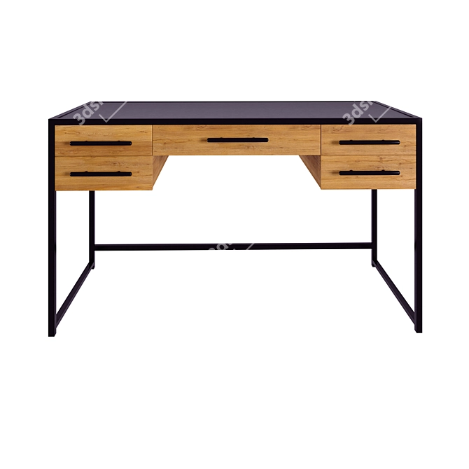 Oak Wood Desk with Drawers | "Truver 3D model image 3