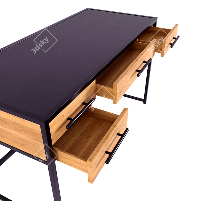 Oak Wood Desk with Drawers | "Truver 3D model image 5