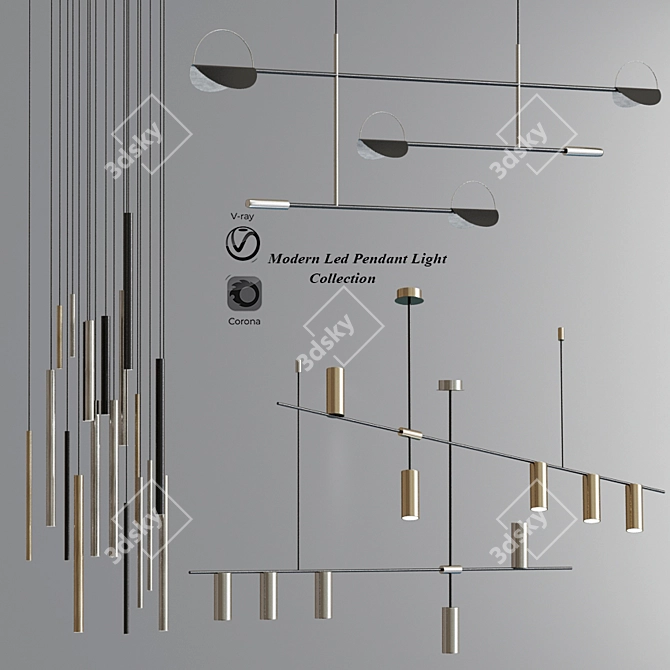 Title: Sleek LED Pendant Lights 3D model image 1