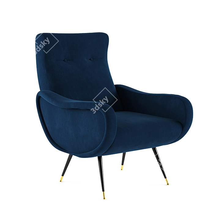 Elicia Velvet Retro Armchair 3D model image 1