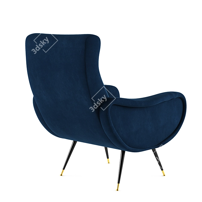 Elicia Velvet Retro Armchair 3D model image 2