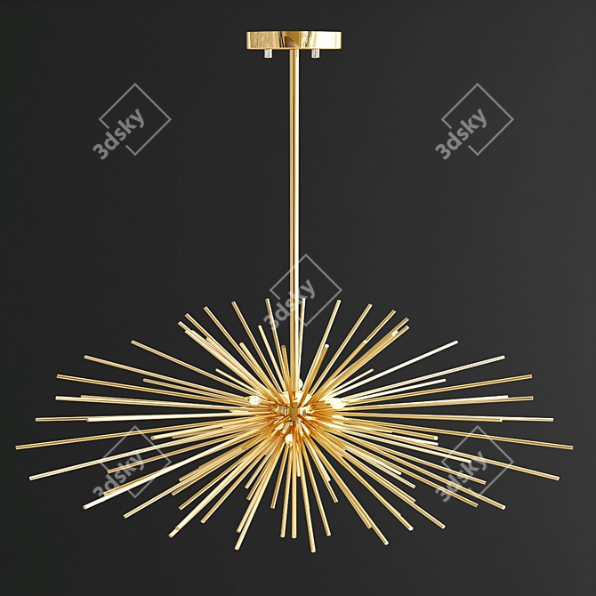 Golden Urchin Pendant Lamp 3D model image 2