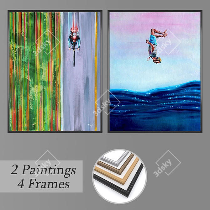 Modern Wall Art Set with Multiple Frames 3D model image 1