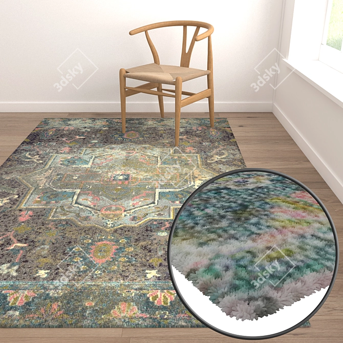 3-Piece High-Quality Carpet Set 3D model image 5