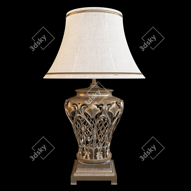 Elegant Open-Lace Table Lamp 3D model image 2