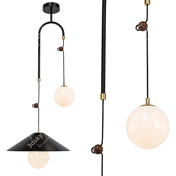 Retro Loft 2-Light Pendant Lamp 3D model image 1