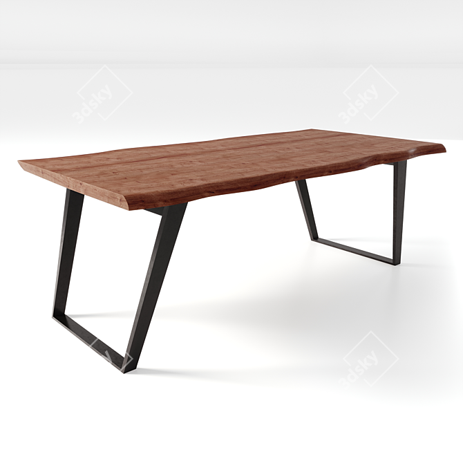 Modern Wooden Dining Table with Black Legs 3D model image 4