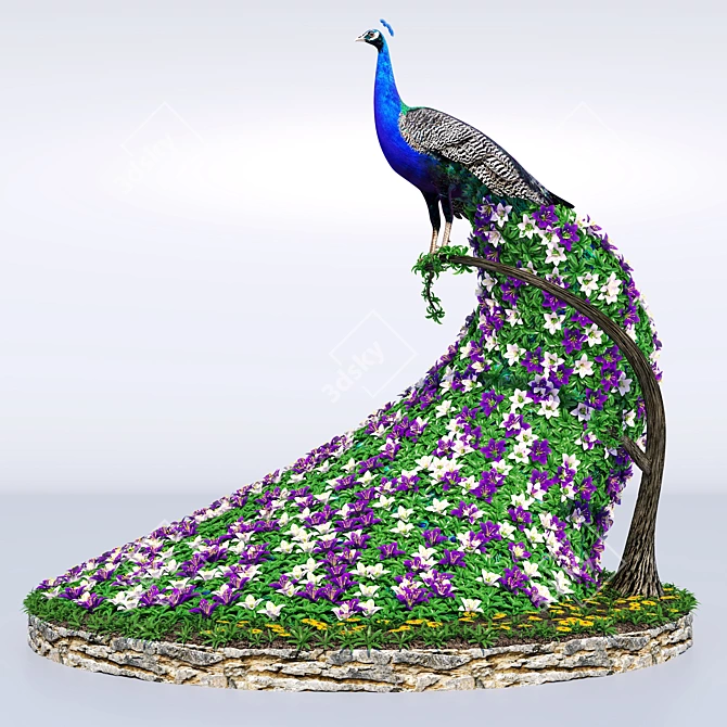 Peacock Garden Sculpture 3D model image 1