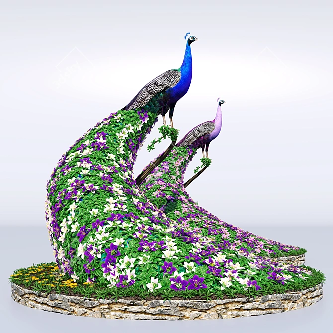 Peacock Garden Sculpture 3D model image 2