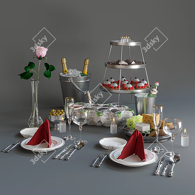 Oceanic Delight: Oyster Table Setting 3D model image 1