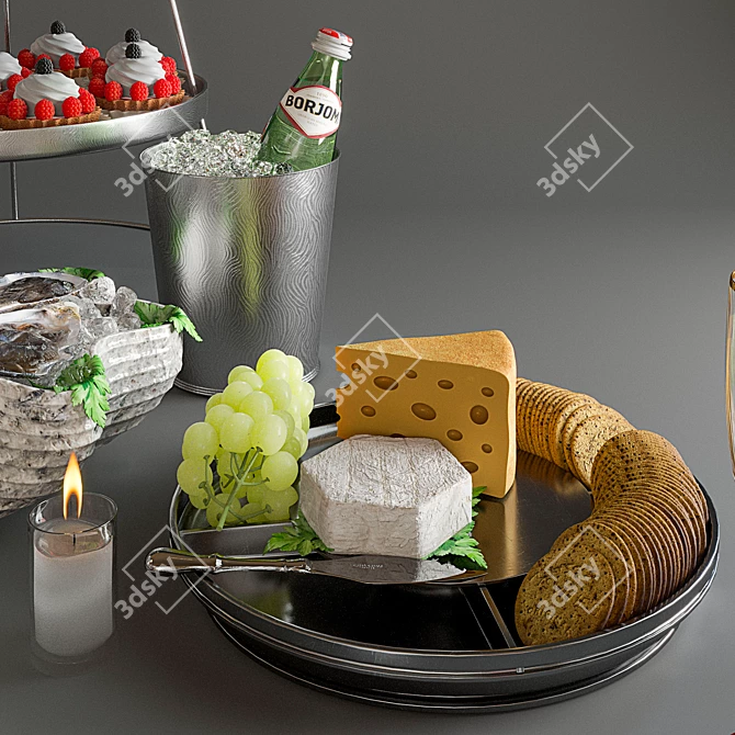 Oceanic Delight: Oyster Table Setting 3D model image 3