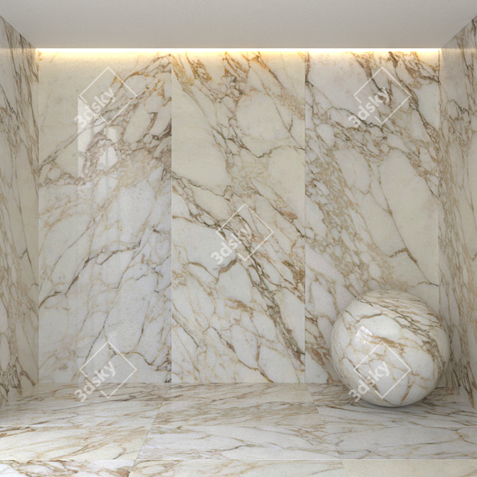 Title: Elegant Calacatta Oro Marble Tiles 3D model image 1